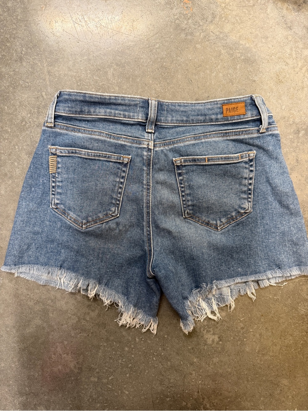 PAIGE Blue Distressed Denim Jean Shorts - Picture 4 of 6